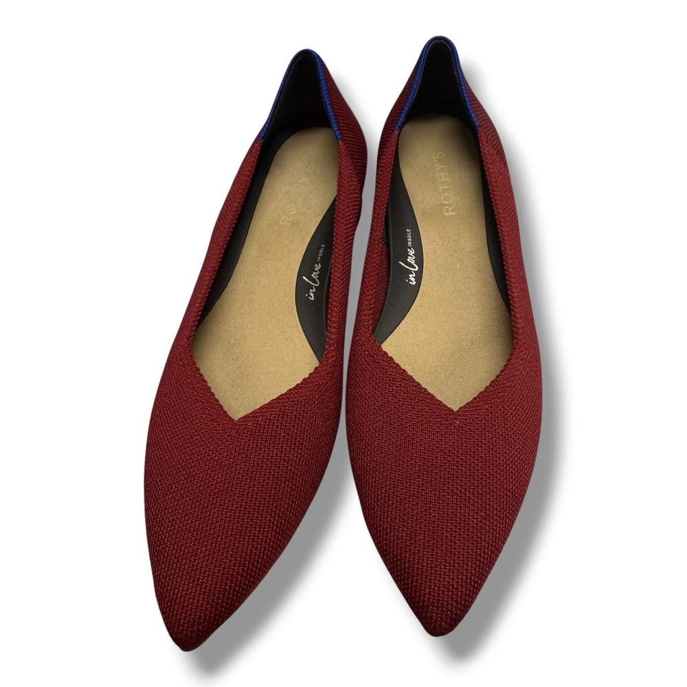Rothys The High Point Autumn Red‎ Pointed Toe Block Heel Pumps Womens 8.5